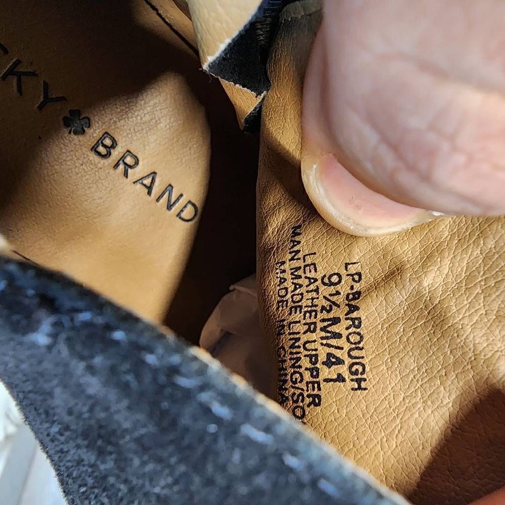 Lucky Brand Barough Black Suede Ankle Booties Size 9.5 - Picture 4 of 9